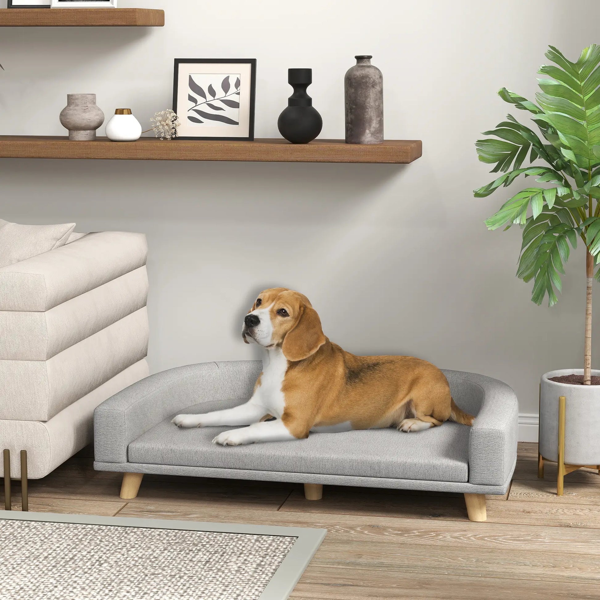 Large Dog Sofa with Washable Cover, Anti-Slip Pads, Grey Dog Sofas at Gallery Canada