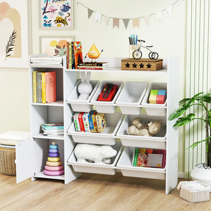 Kids Bookshelf And Toy Organizer, 8 Removable Bins, White Bookshelves & Bookcases at Gallery Canada