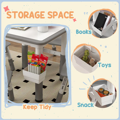 5 Pcs Toddler Table and Chair Set, Adjustable Height, Grey Kids Table Sets at Gallery Canada