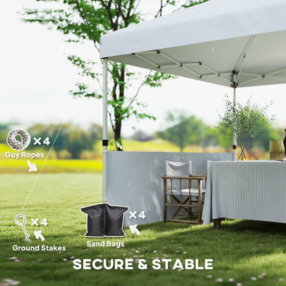 10' x 10' Pop Up Canopy Tent, 2 Half Sidewalls, UV50+, Adjustable, White Pop Up Canopies at Gallery Canada