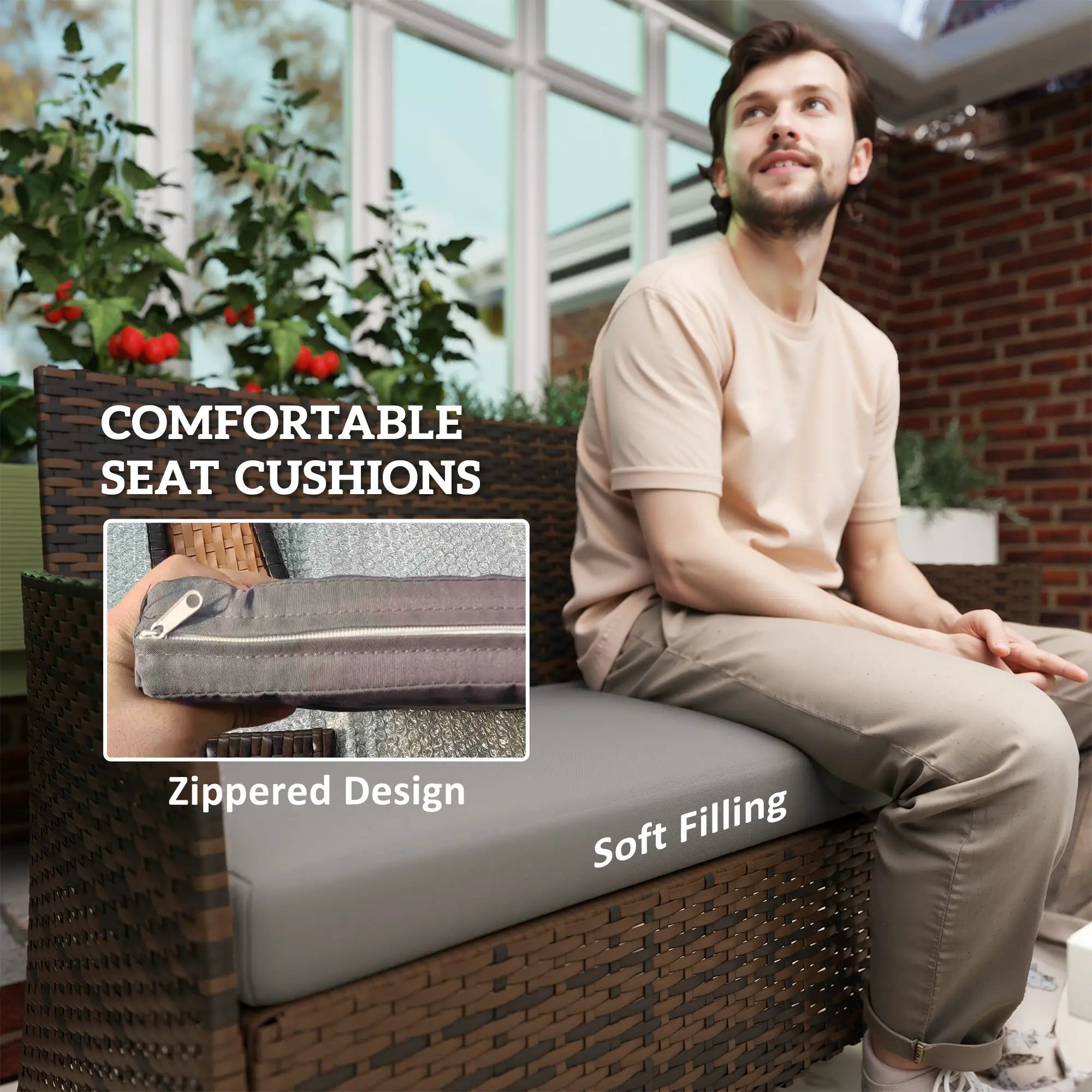 4-Piece Wicker Outdoor Balcony Set, Rattan Patio Furniture, Grey Patio Furniture Sets at Gallery Canada