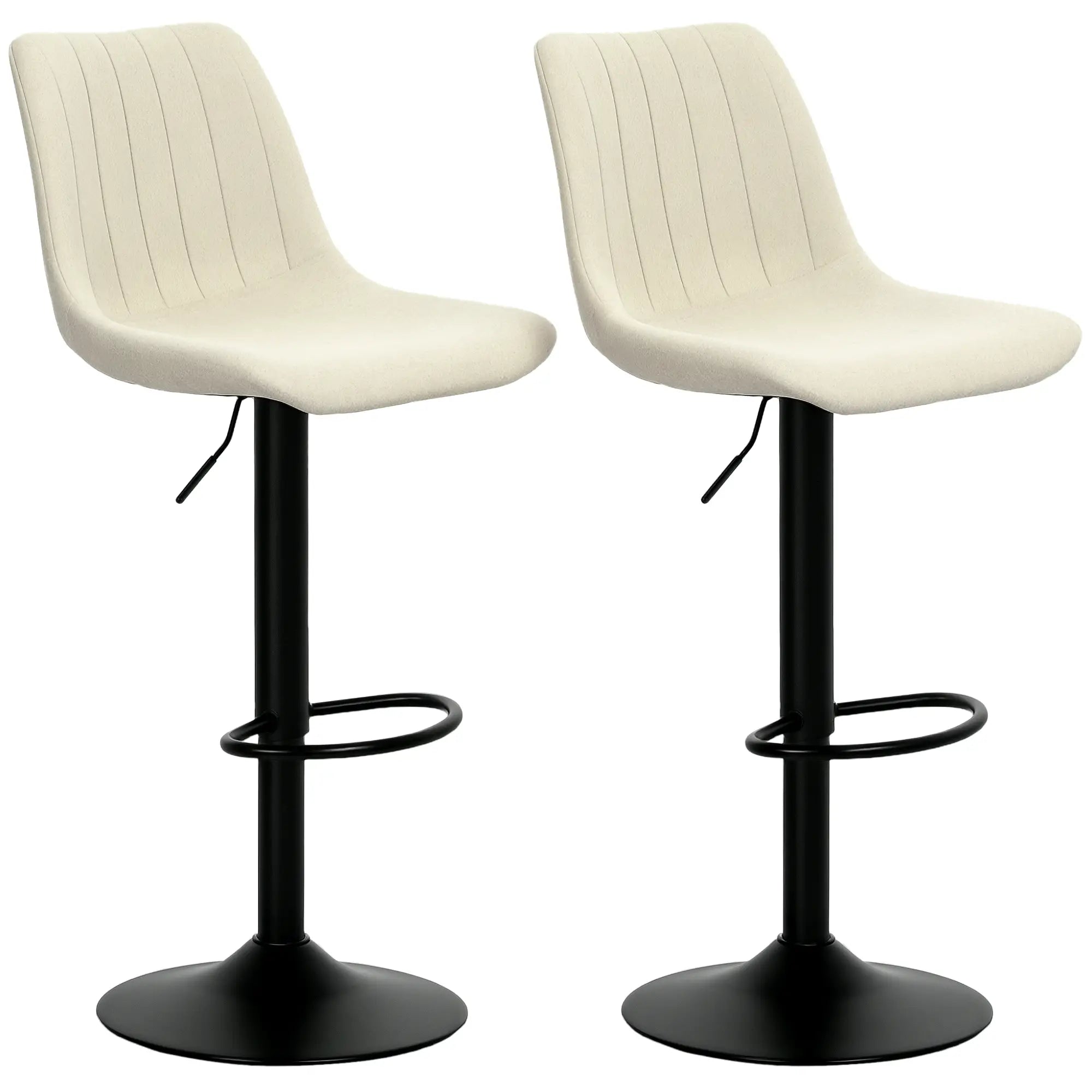 Adjustable Barstools Set of 2, Swivel with Back, Footrest, Beige Bar Stools at Gallery Canada