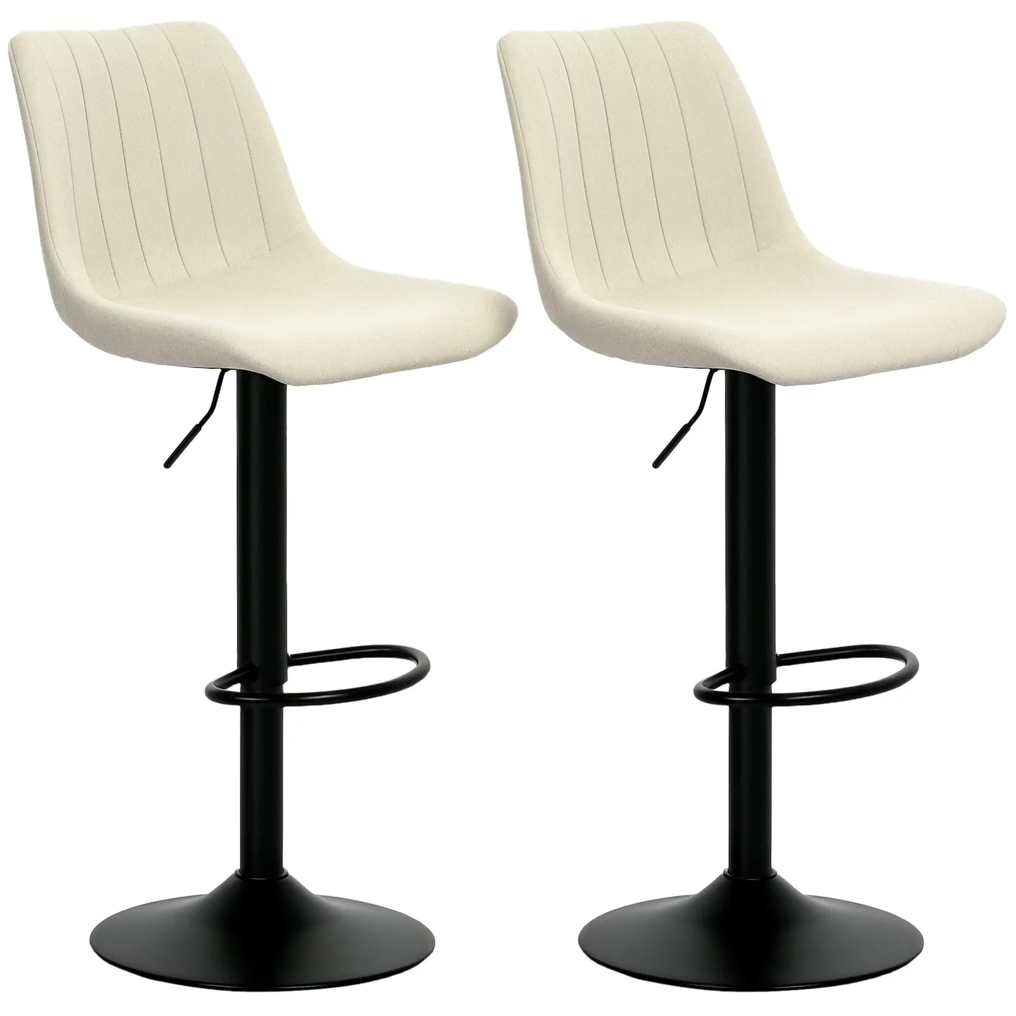 Adjustable Barstools Set of 2, Swivel with Back, Footrest, Beige Bar Stools at Gallery Canada