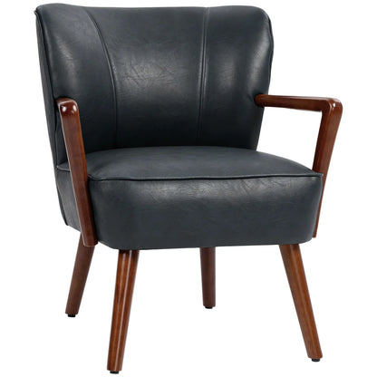 Accent Chair, Modern Armchair, Faux Leather Upholstered with Wood Legs, Black Accent Chairs at Gallery Canada