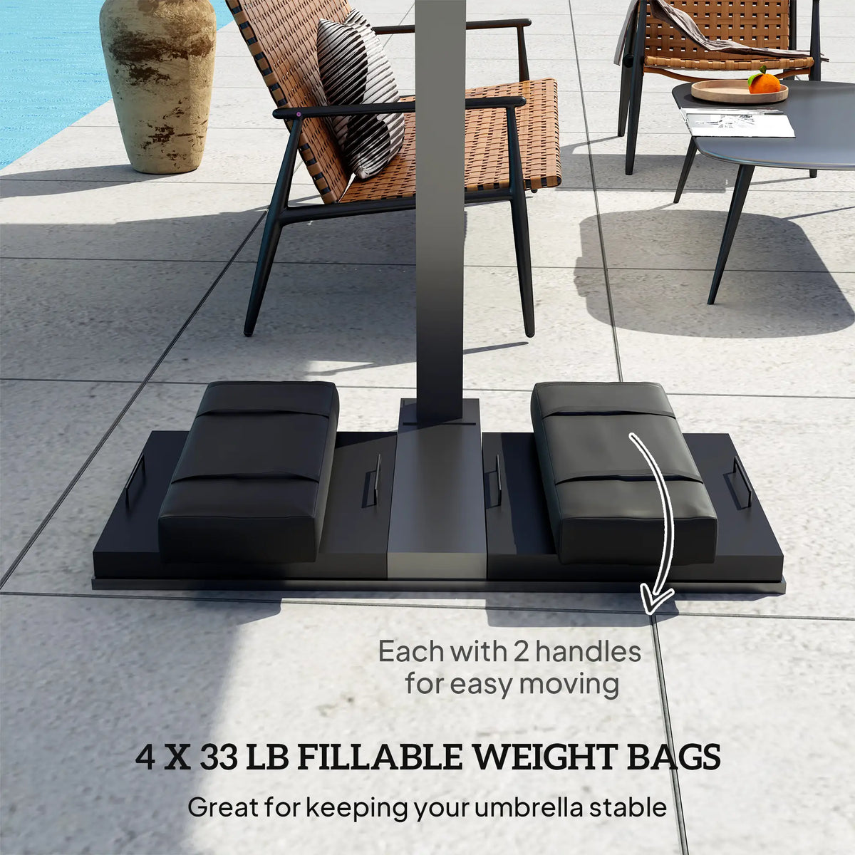 4PCS Patio Umbrella Base Weight Bag, 33 lbs, Black Umbrella Bases at Gallery Canada