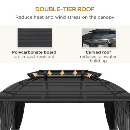 13' x 10' Patio Gazebo, Double Roof, With Curtains, Black Gazebos at Gallery Canada