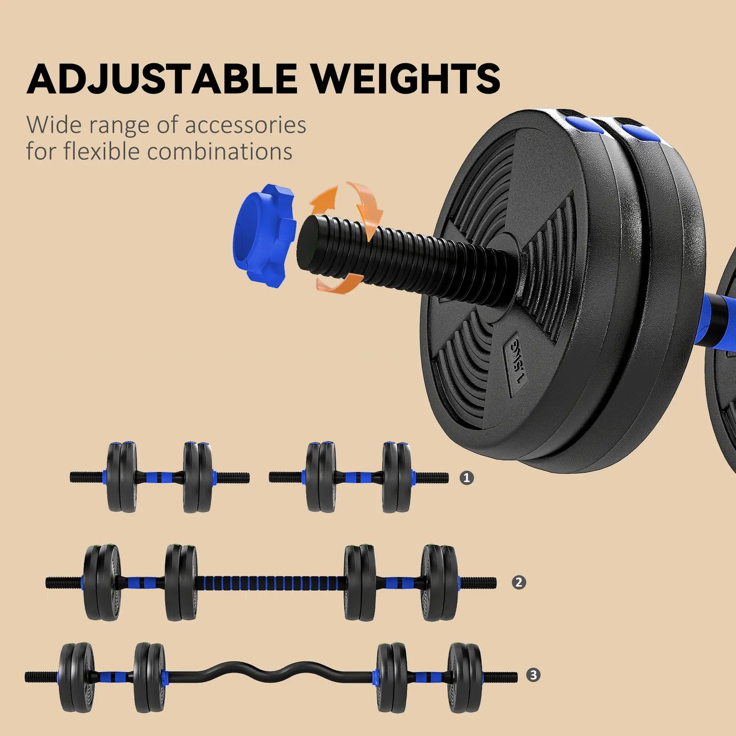 Adjustable Dumbbell Set, 33lb Free Weights With Connector Dumbbells & Barbells at Gallery Canada