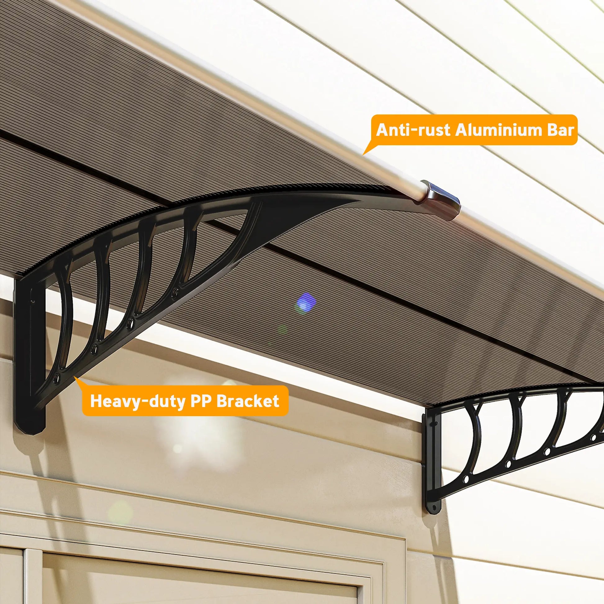 Polycarbonate Window Awning, 40" x 80", UV Rain Snow Protection, Brown Door Awnings at Gallery Canada