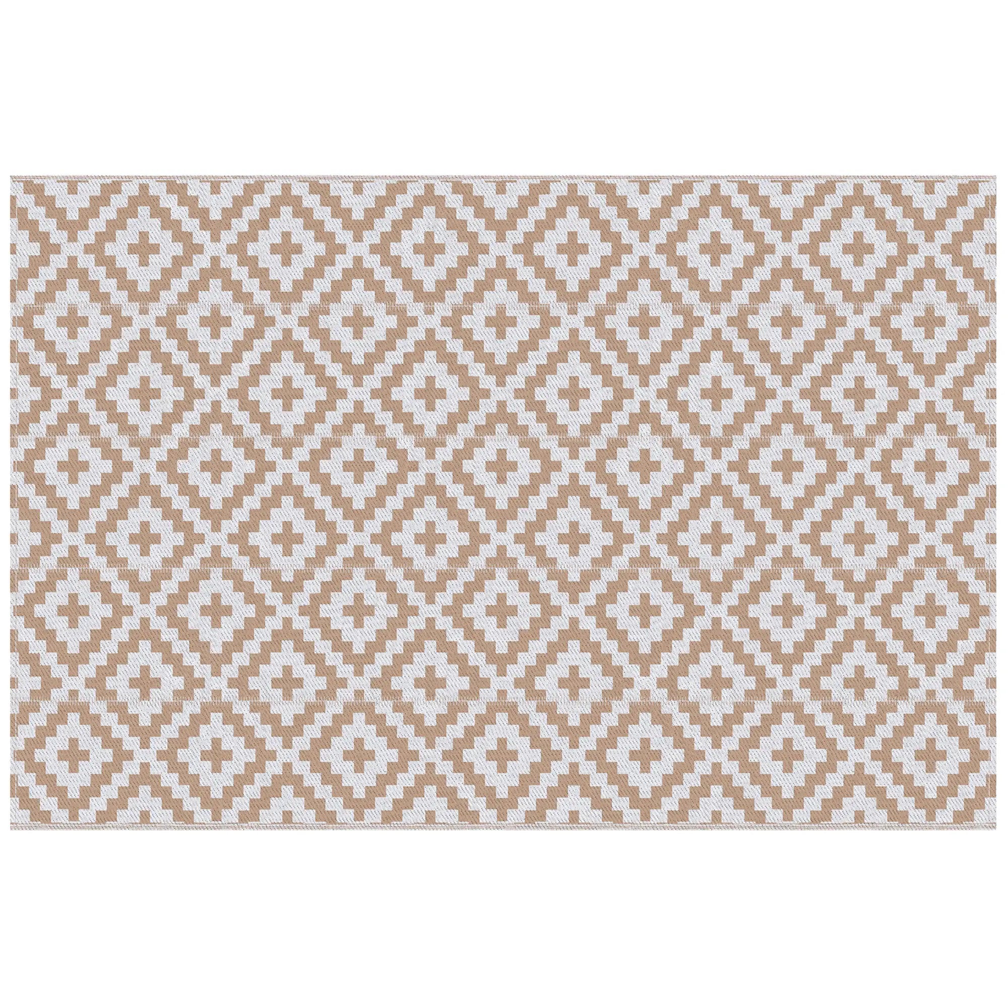 Reversible Outdoor RV Rug, Patio Floor Mat, 6' x 9', White, Coffee Garden Decor at Gallery Canada