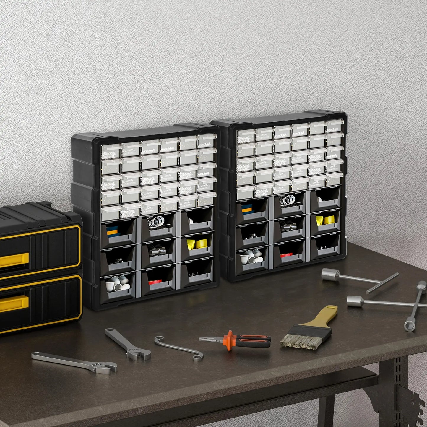 Plastic 39 Drawer Parts Organizer, Wall Mount Storage Cabinet, 2, Black Tool Organizers at Gallery Canada