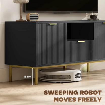 Modern TV Console For 40 Inch TVs, Smart RGB LED Lights, Soft Close Doors, Black TV Stands at Gallery Canada