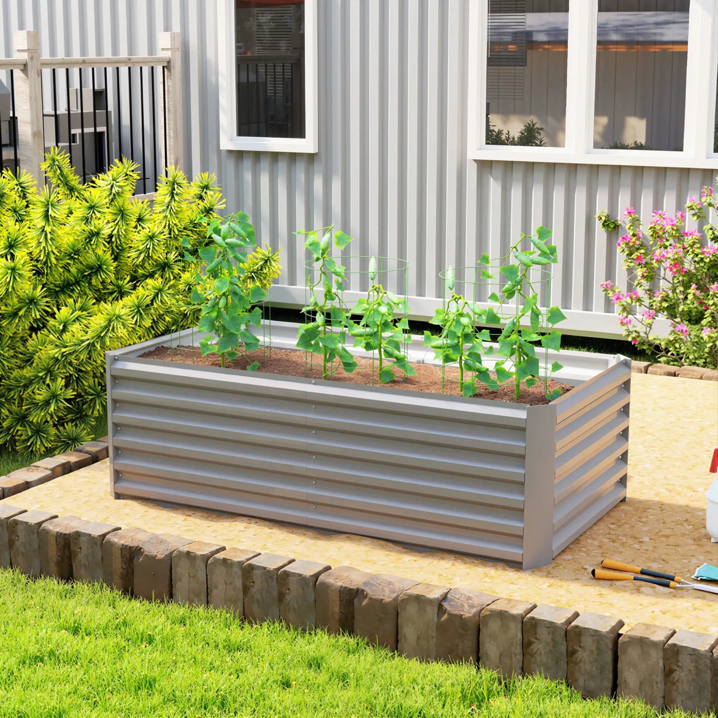 6' x 3' x 2' Raised Garden Bed, Galvanized Planter Box, Light Grey Galvanized Planter Boxes at Gallery Canada