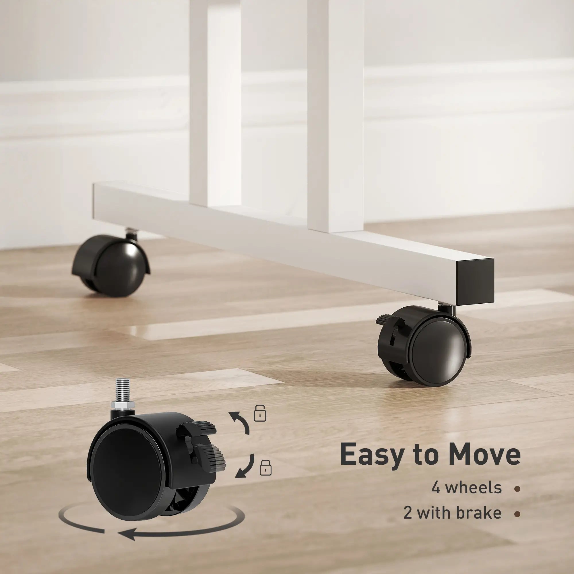 Height Adjustable Standing Desk with Wheels, Black Computer Desks at Gallery Canada