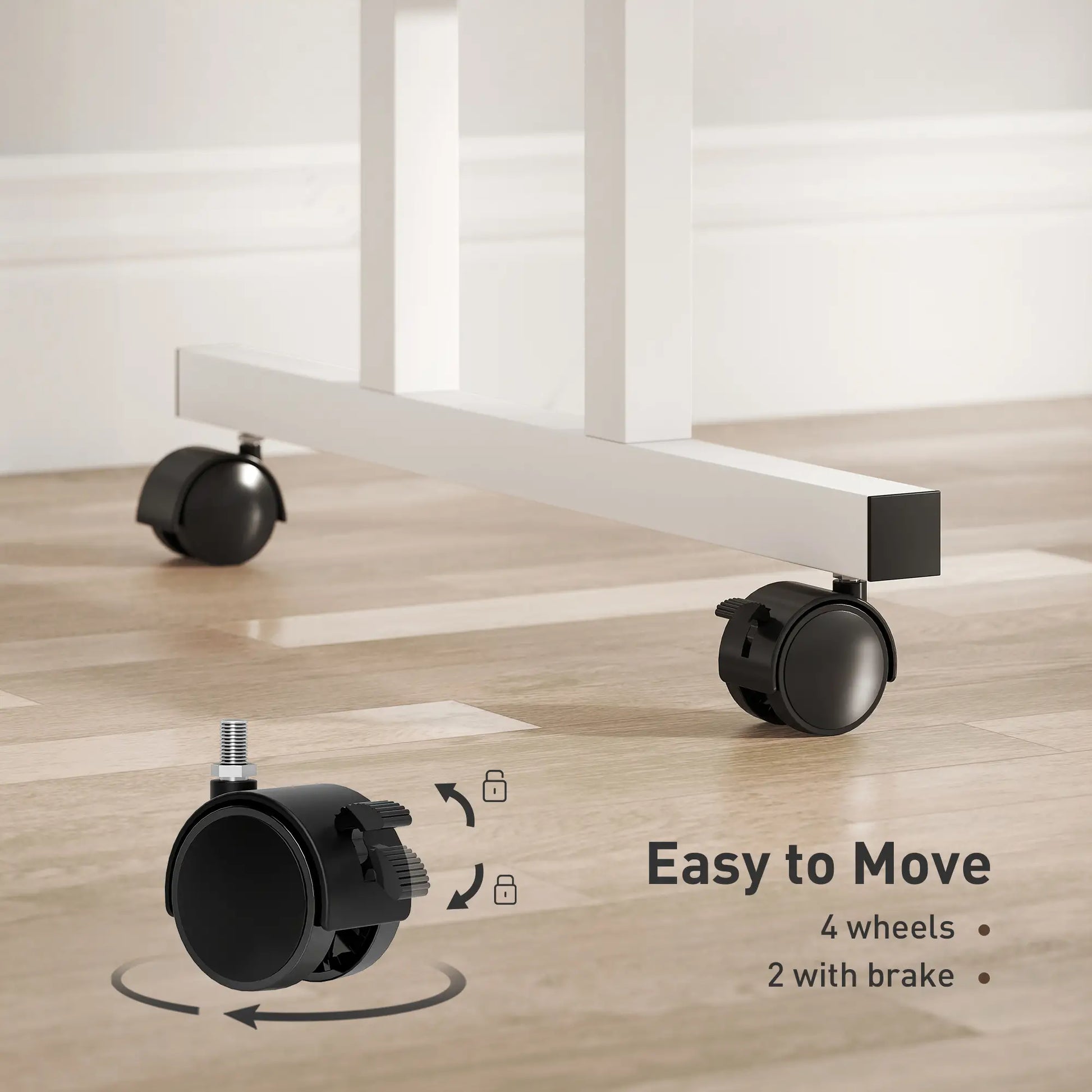 Height Adjustable Standing Desk with Wheels, Black Computer Desks at Gallery Canada