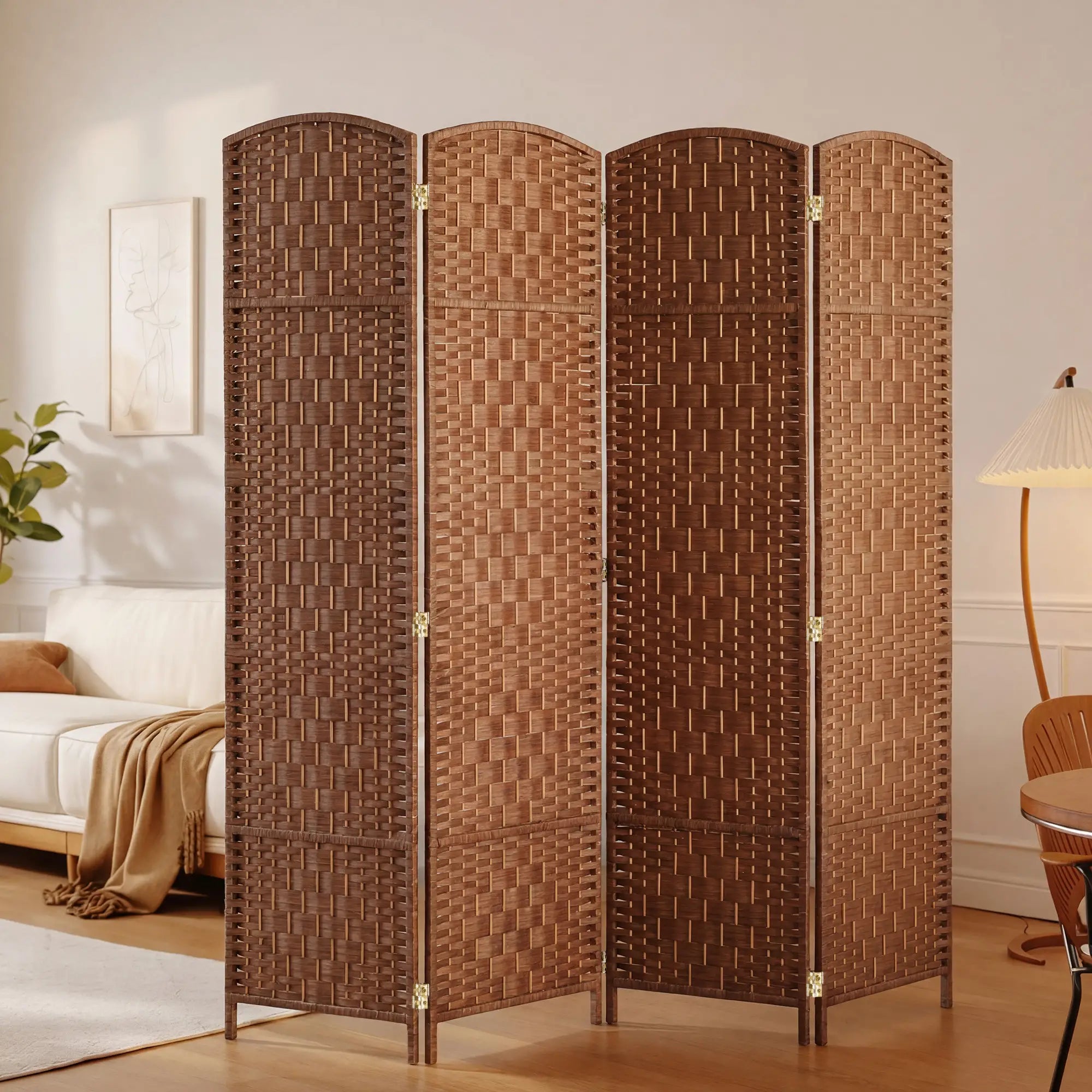 6ft Folding Room Divider, 4 Panel Wooden Frame, Natural Room Dividers at Gallery Canada