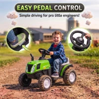Tracteur pour enfants, véhicule électrique 6V avec remorque détachable, vert