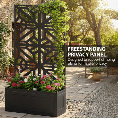 Lit de jardin surélevé en métal avec treillis pour plantes grimpantes, 53x22x66 po