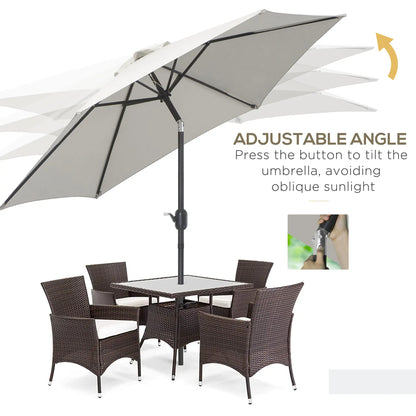 8.5' Round Aluminum Patio Umbrella, 6 Ribs, Tilt Canopy, Cream White Sun Umbrellas at Gallery Canada