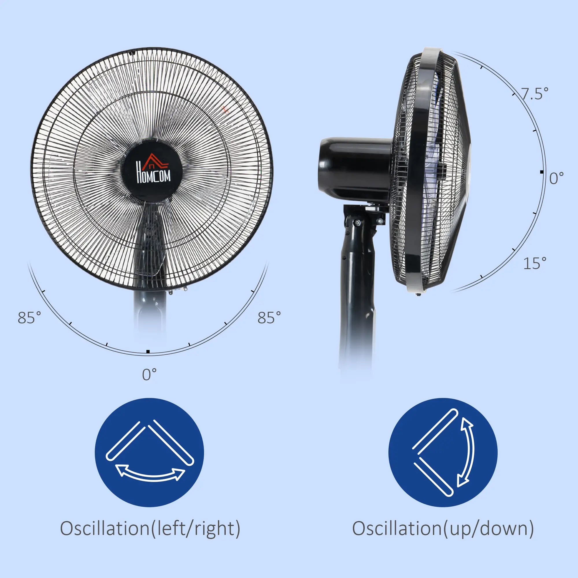 Standing Floor Fan with Remote, Tall Pedestal Electric Fan, Black Stand Fans at Gallery Canada