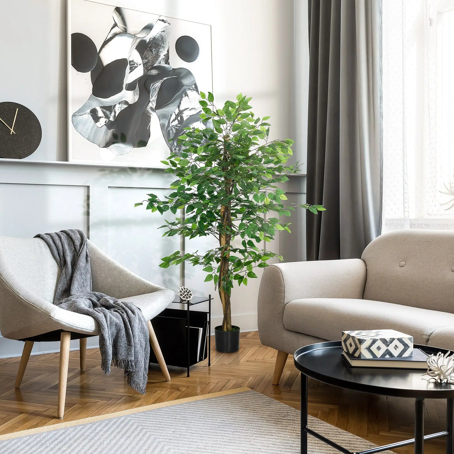 5ft Artificial Ficus Tree, Indoor Fake Plant With Pot Artificial Trees at Gallery Canada