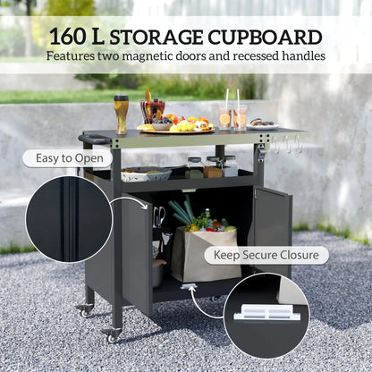 Outdoor Grill Cart Table With Foldable Side Table, 45.7"x19.7", Black Outdoor Grill Carts at Gallery Canada