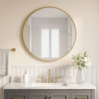 Miroir mural rond de 24" pour chambre à coucher salon, ton doré