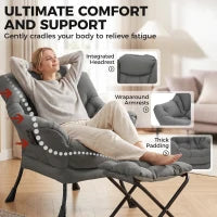 Lazy Chair With Ottoman, Peach Skin Fabric, Dark Grey