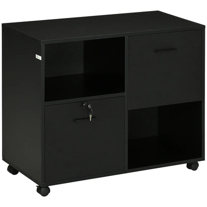 Mobile Printer Stand, Lateral File Cabinet with Lock, A4 Size, Black Office Cabinets & Cupboards Black at Gallery Canada