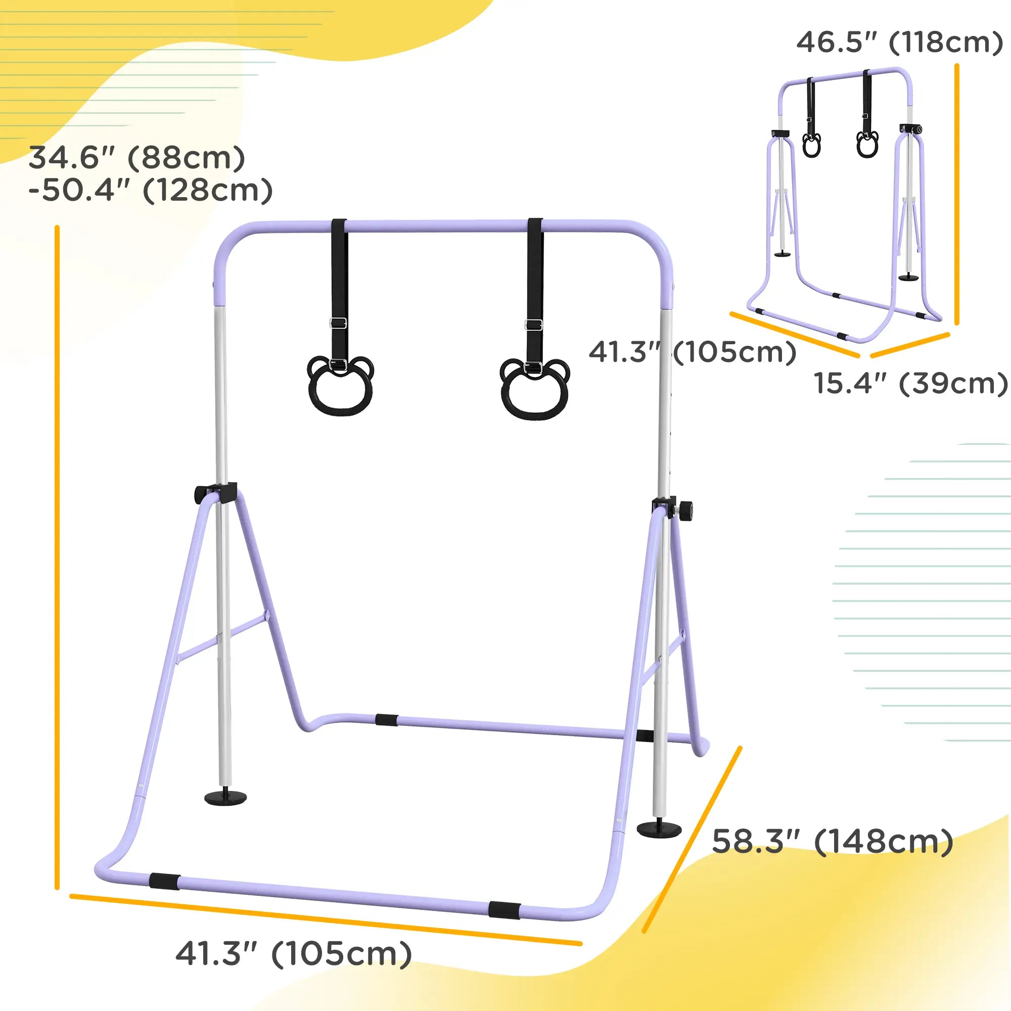 Kids Gymnastics Bar, Adjustable Height, Non-Slip Rings, Purple Kids Gym & Playmats at Gallery Canada