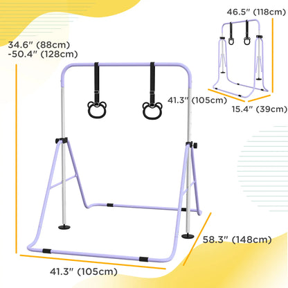 Kids Gymnastics Bar, Adjustable Height, Non-Slip Rings, Purple Kids Gym & Playmats at Gallery Canada