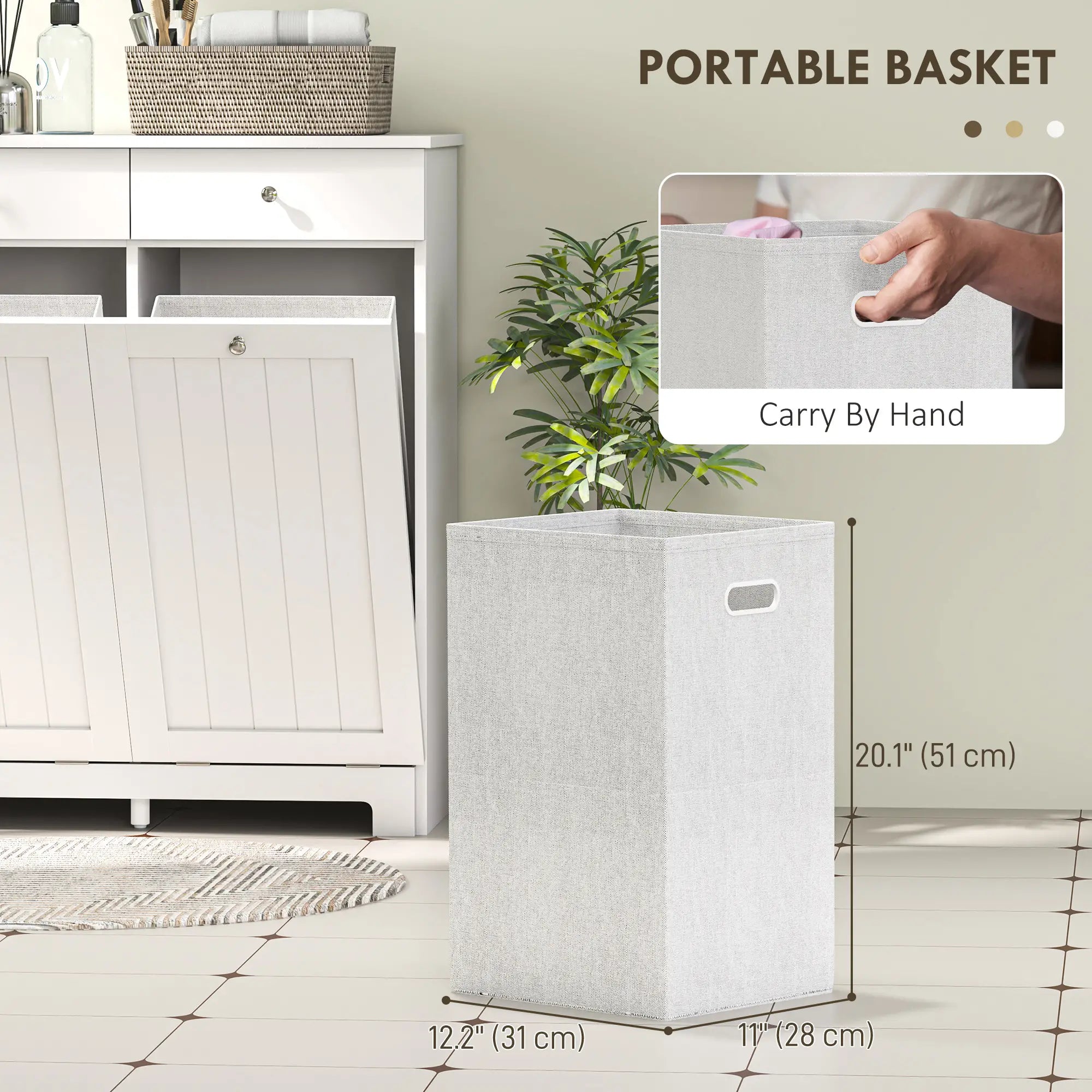 Laundry Cabinet, Tilt Out Hamper with 2 Baskets, 2 Drawers, White Bathroom Cabinets at Gallery Canada
