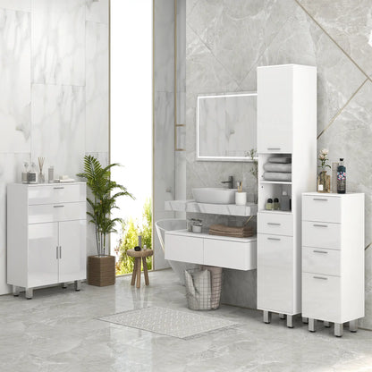 71" Tall Bathroom Storage Cabinet, Linen Tower with Drawer, Open Shelves, White Bathroom Cabinets at Gallery Canada