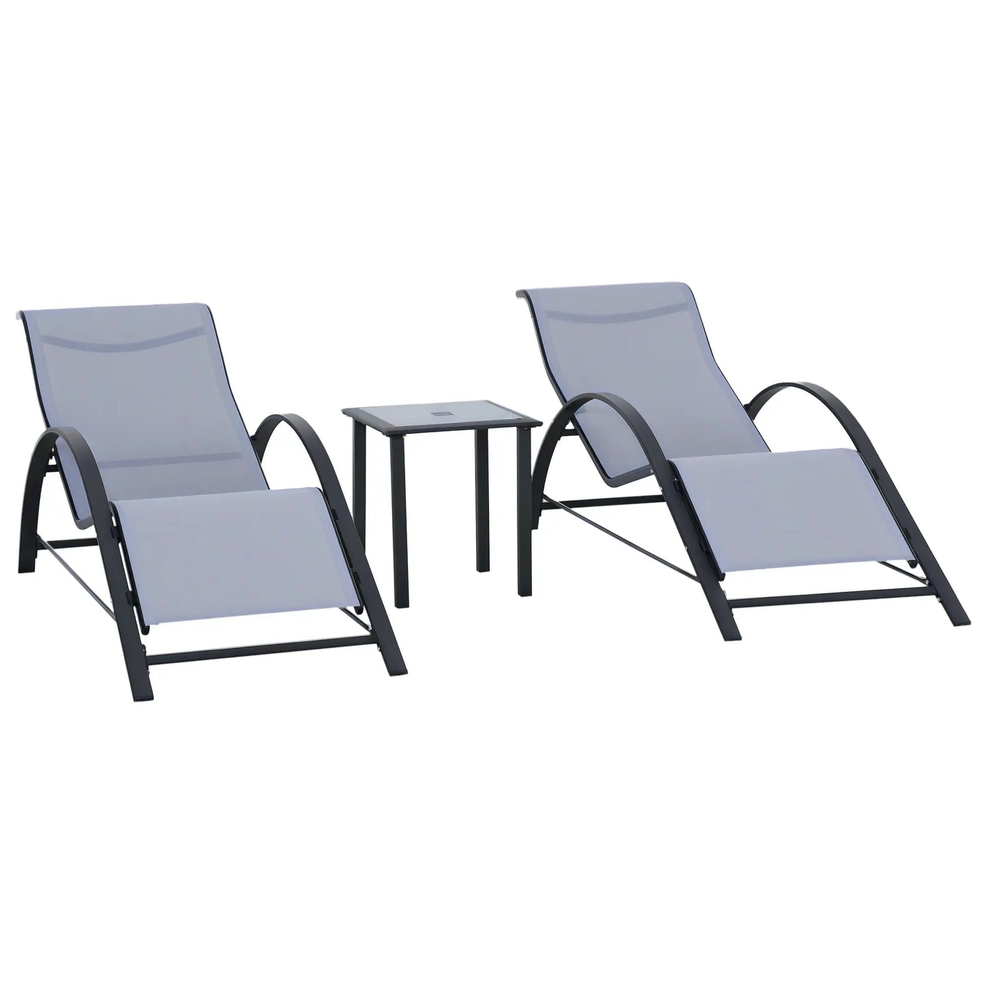 3-Piece Outdoor Lounge Set, 2 S-Chairs, Glass Table, Light Grey Lounger Chairs at Gallery Canada