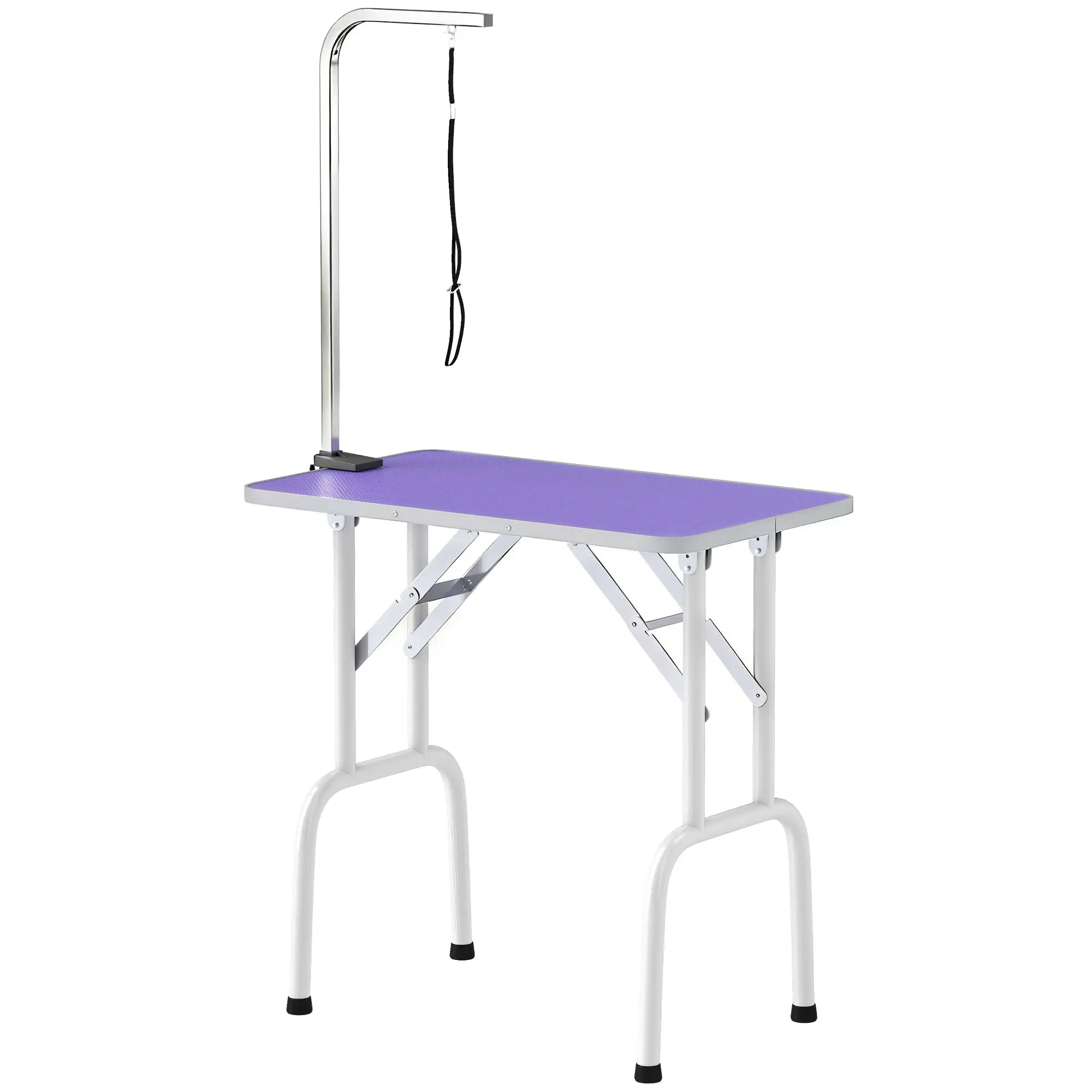 Foldable Pet Grooming Table, Adjustable Arm, Non-Slip, Purple Dog Grooming Tables Purple, White at Gallery Canada