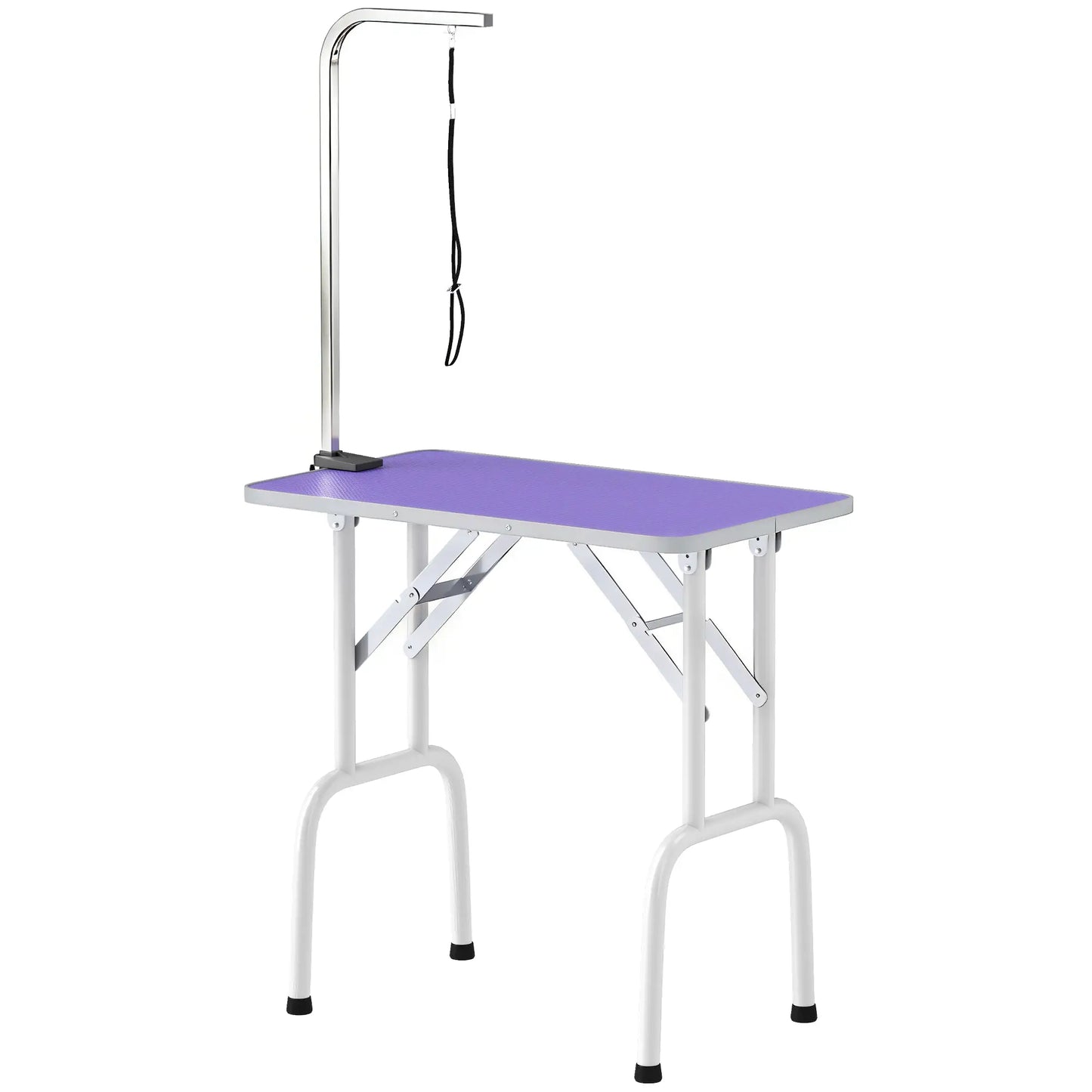 Foldable Pet Grooming Table, Adjustable Arm, Non-Slip, Purple Dog Grooming Tables Purple, White at Gallery Canada