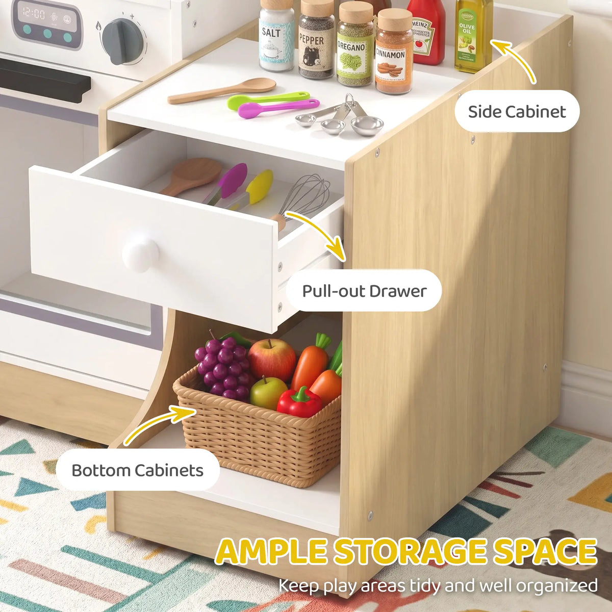 2-In-1 Kids Kitchen Playset, Table & Chair with Sink, Oven, Microwave, 3-8 Play Kitchen at Gallery Canada