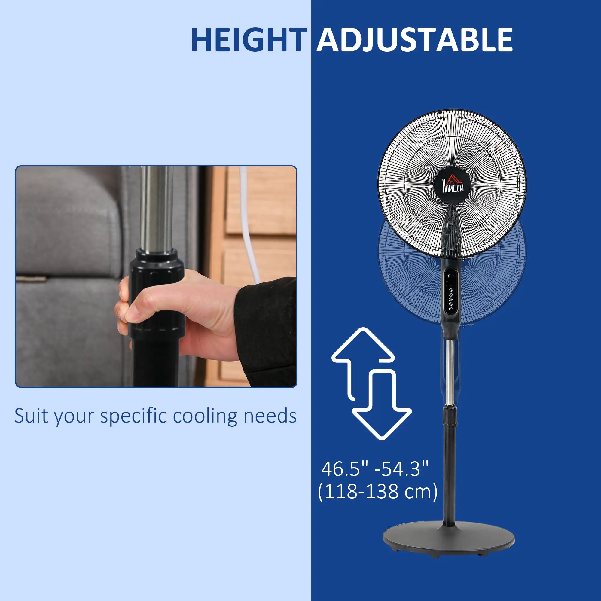 Standing Floor Fan with Remote, Tall Pedestal Electric Fan, Black Stand Fans at Gallery Canada