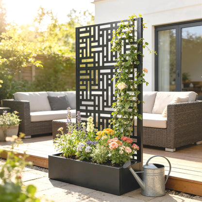 Galvanised Raised Garden Bed With Trellis, 71" Tall Metal Planter Box Galvanized Planter Boxes at Gallery Canada