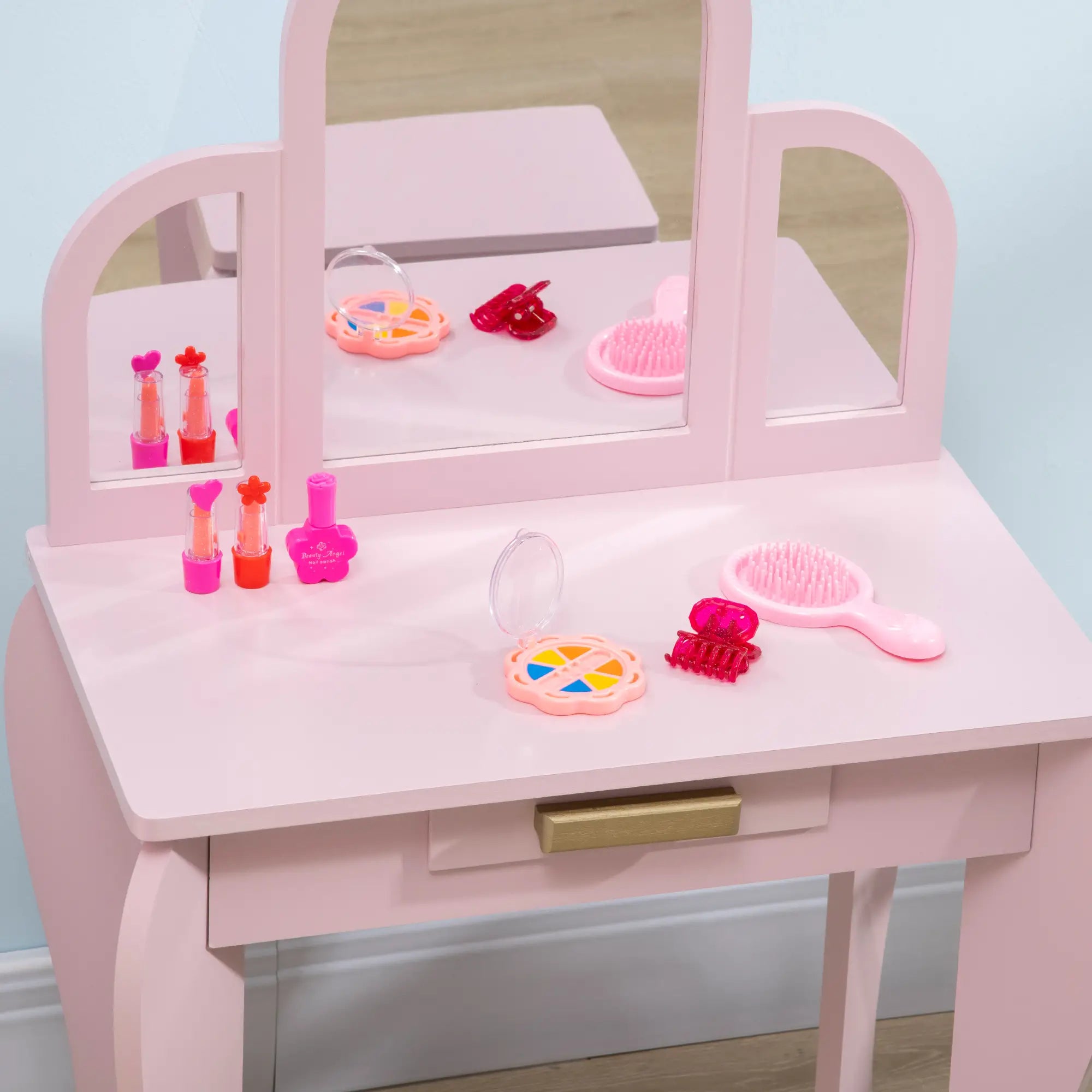 Kids Dressing Table and Chair Set, Makeup Desk with Drawer, 3-6 Years, Pink Kids Bedroom Furniture at Gallery Canada