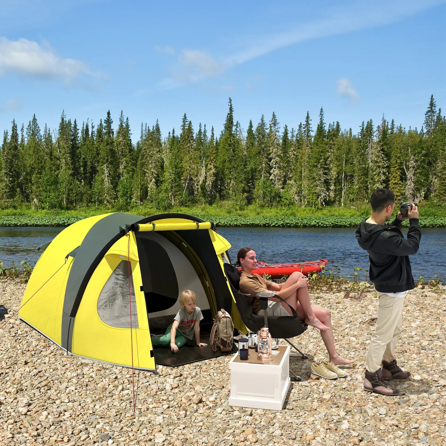 3-4 Person Camping Tent, Easy Setup, Waterproof, Sewn-in Groundsheet Camping Tents at Gallery Canada