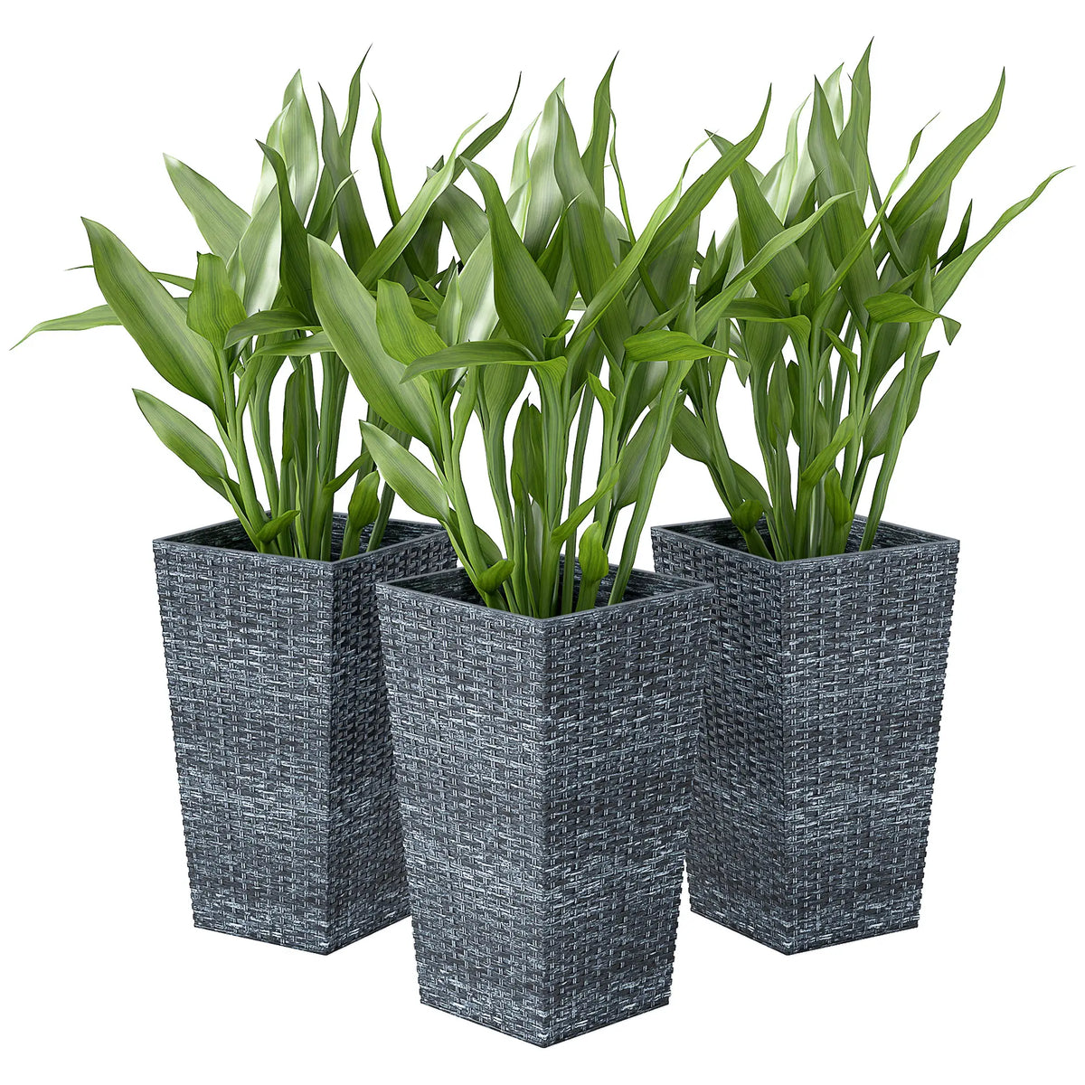 Ensemble de 3 supports de plantes hauts, pot de fleurs d'intérieur et d'extérieur, gris mélangé, gris