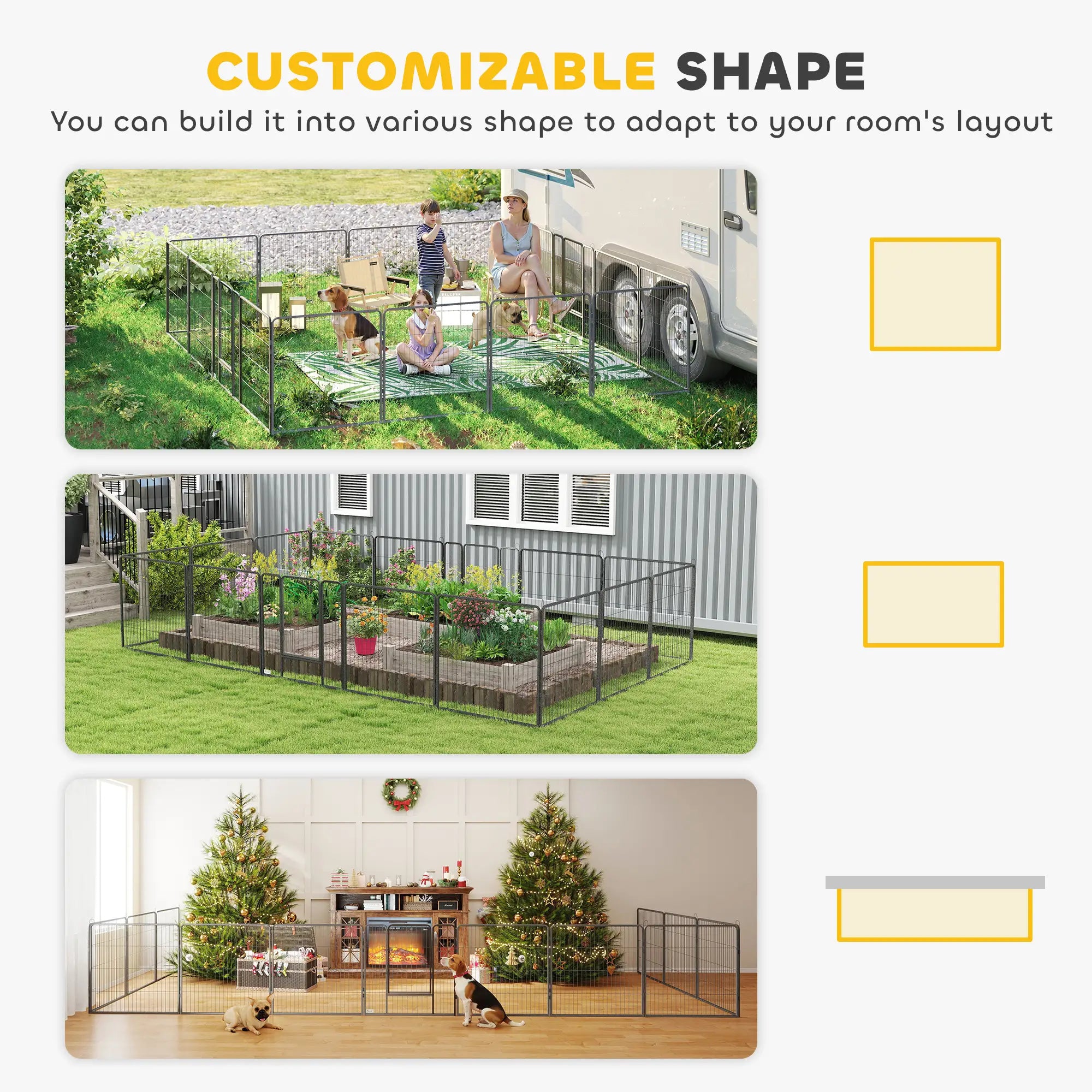 Heavy Duty Pet Playpen, 16 Panels Steel Dog Fence, 31.5