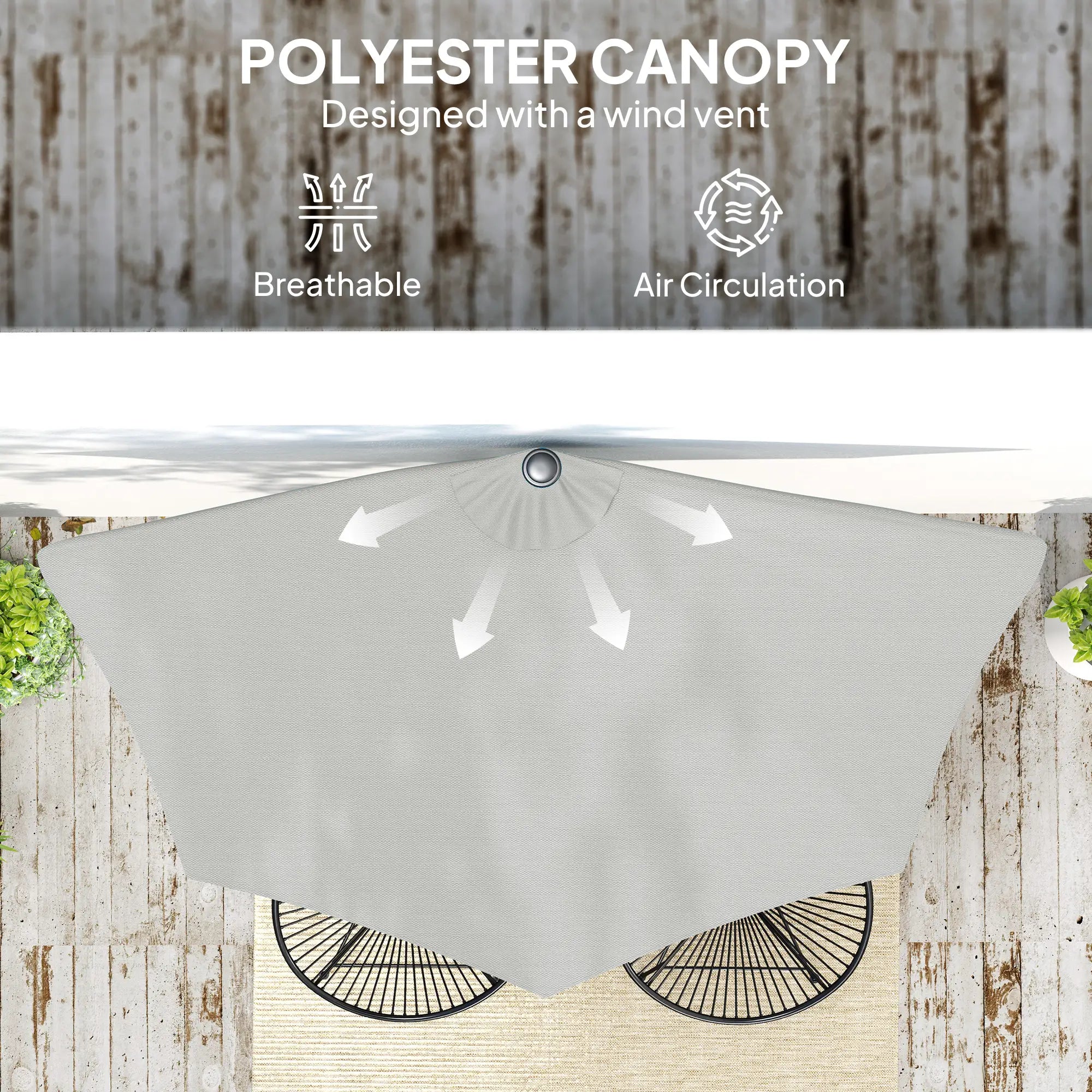 9ft Half Round Umbrella, Outdoor Patio Garden Sun Shade, Light Grey Half Round Umbrellas at Gallery Canada