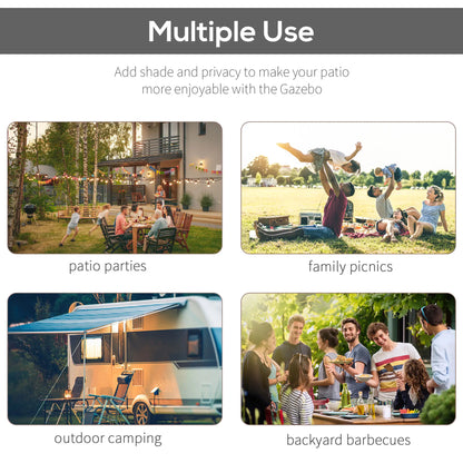 10x8ft Metal Gazebo, Extendable Side Awning, Dark Grey Pergolas at Gallery Canada