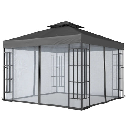 10'x10' Garden Gazebo, Portable Patio Canopy, Dark Grey Gazebos Dark Grey at Gallery Canada