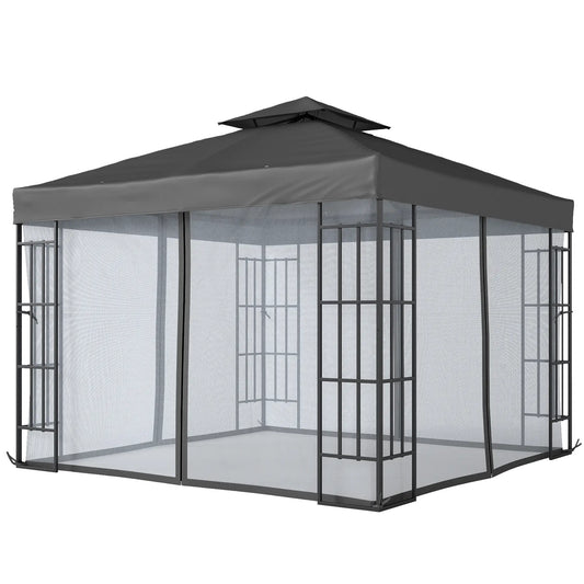10'x10' Garden Gazebo, Portable Patio Canopy, Dark Grey Gazebos Dark Grey at Gallery Canada