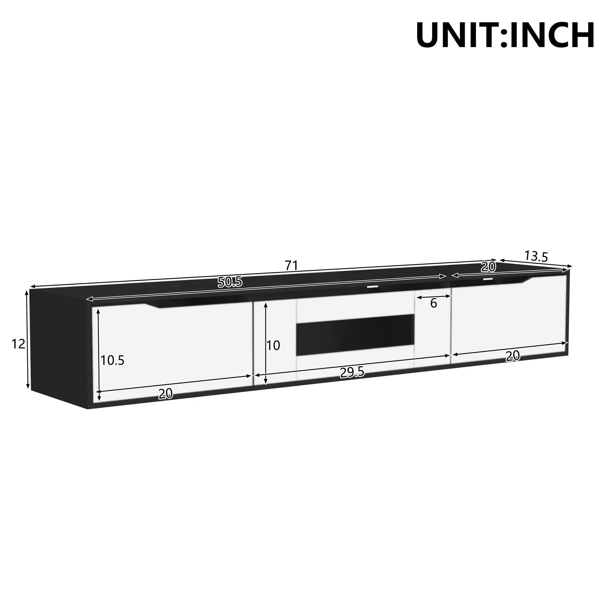 TV Stand With LED Lighting, Mounting Options, 71