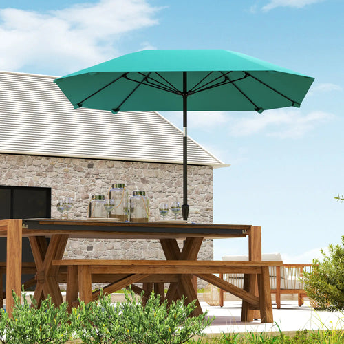7.6FT Aluminum Patio Umbrella, 8 Ribs, Crank Tilt, Sky Blue