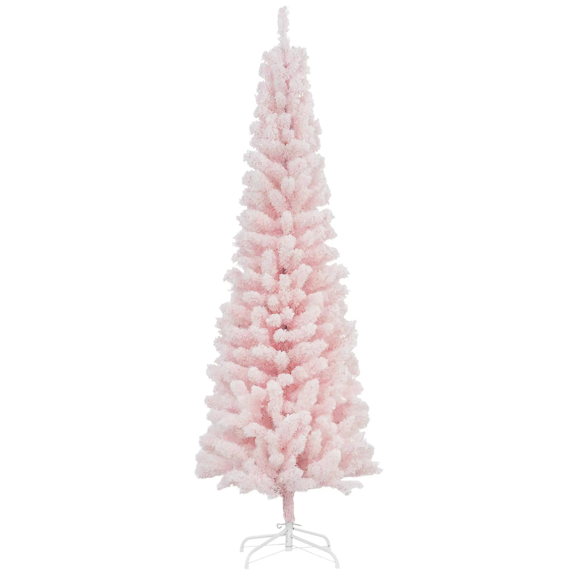 6ft Flocked Pencil Christmas Tree, Realistic Branch Tips, Pink Pencil Christmas Trees at Gallery Canada