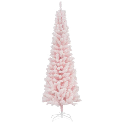 6ft Flocked Pencil Christmas Tree, Realistic Branch Tips, Pink Pencil Christmas Trees at Gallery Canada